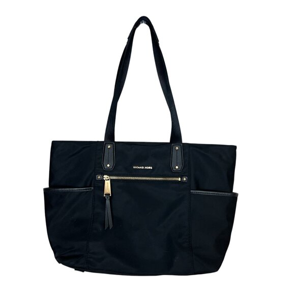 Michael Kors Shoulder Bag‎ Polly Black Nylon Tote Large Handbag Purse Pockets - Picture 1 of 15